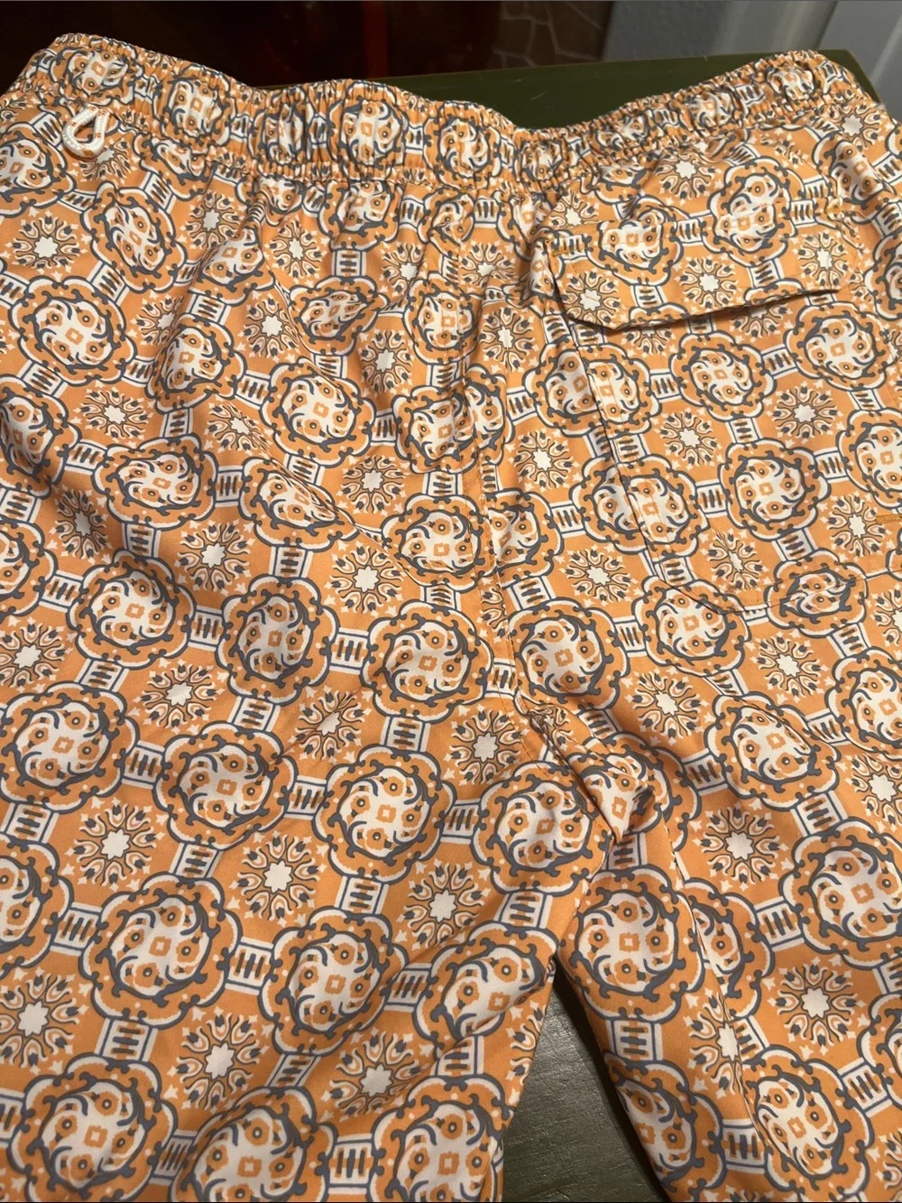 Goodfellow & Co Men’s Orange and White Geometric Swim Trunks